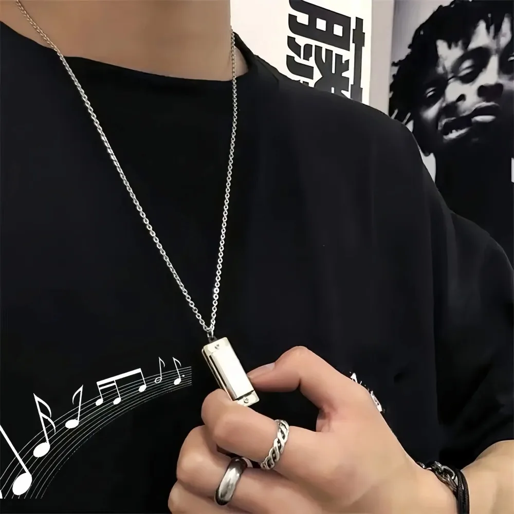 Mini Harmonica Necklace Men an - Musical Instrument That You Blow Into 评论和价格